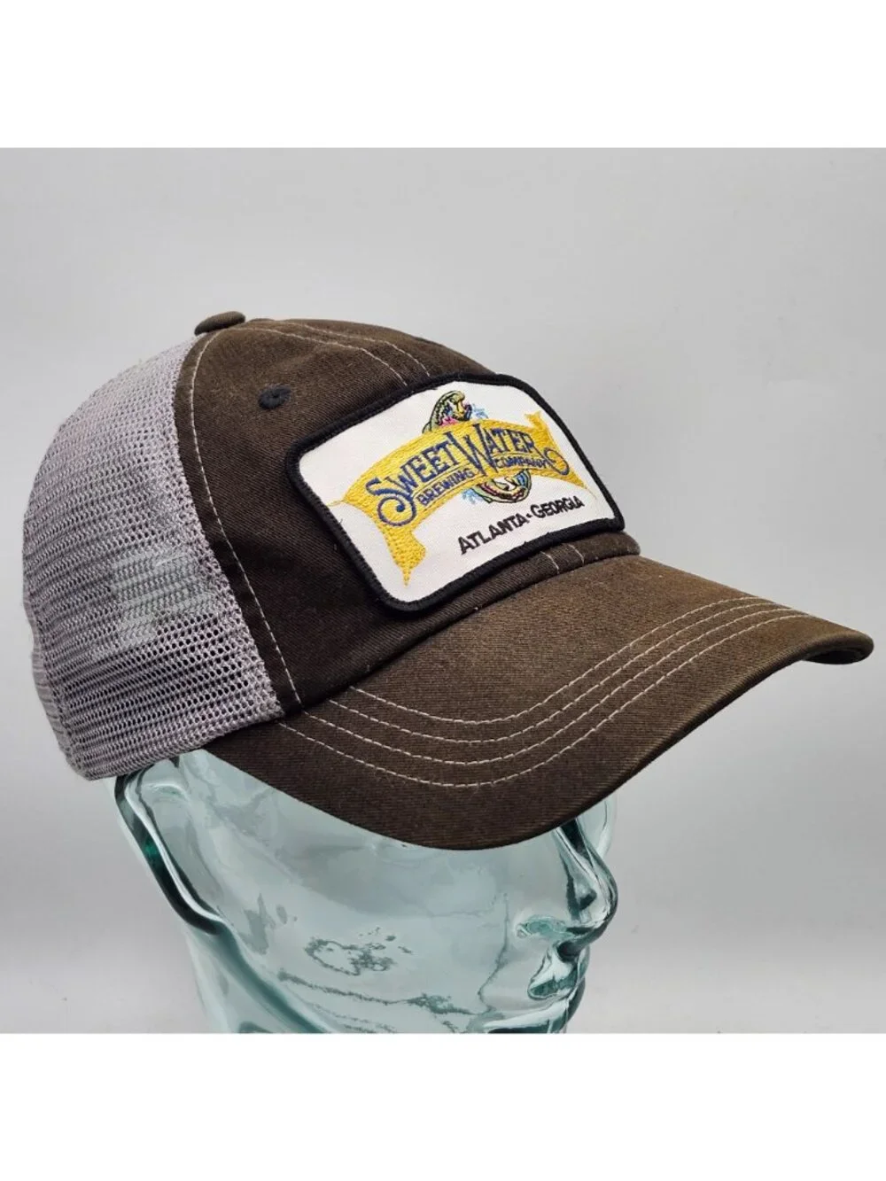 SweetWater Brewing Company Atlanta Georgia Mesh Trucker Hat Brown Gray